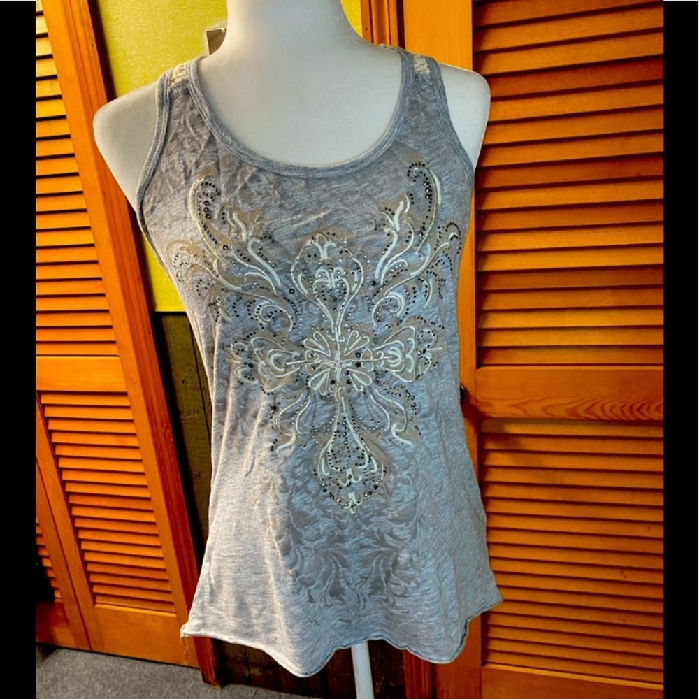 Light Gray Embellished Women's Tank Top